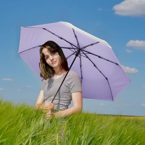 G4Free UPF 50+ UV Protection Travel Umbrella 42/46 Inch Auto Open Close - color: Light Purple/Silver, size: 42 inch
