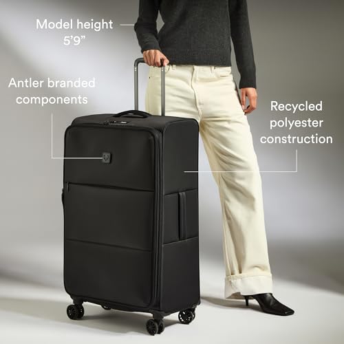 ANTLER Soft Stripe Large Checked Luggage, Black, 31.9", 105-122L - color: Black, size: Large