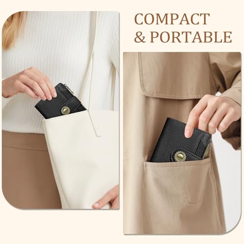 Icycay Black Small Wallet Women RFID Blocking Bifold Credit Card Holder - color: 0 Black