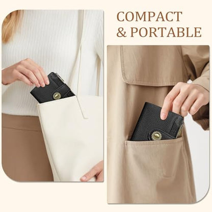 Icycay Black Small Wallet Women RFID Blocking Bifold Credit Card Holder - color: 0 Black