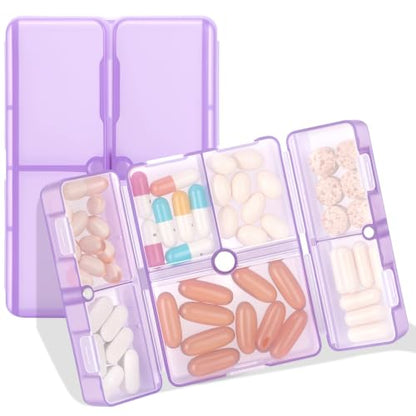 FYY Travel Pill Organizer,7 Compartments Pill Box Medicine Case-ClearPurple - color: Clear Purple, size: Small (1 Piece)