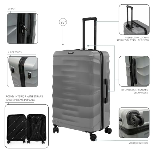 DUKAP RAV 28-Inch Large Hardside Spinner Luggage Durable Zippered Silver - size: 28 Inch