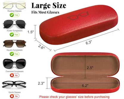 RayLove Unisex Hard Shell Eyeglasses Cases, Protective Case For Glasses - color: Litchi Texture-2pack Red