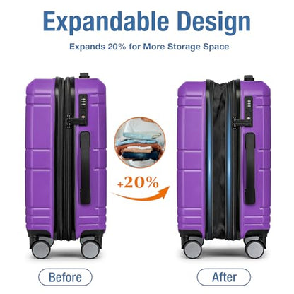 Carry On Luggage 22x14x9 Airline Approved,Hardshell Suitcase,20 Inch,Purple - color: Purple