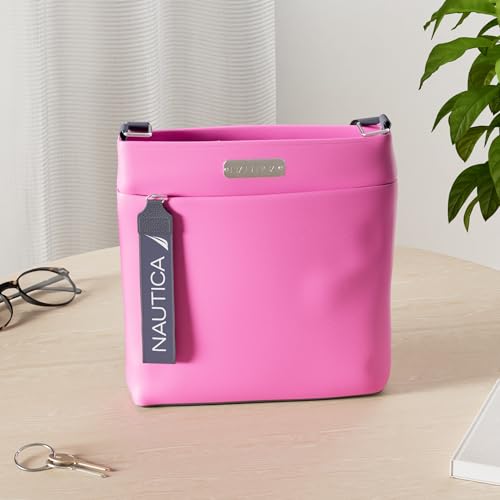 Nautica Diver Nylon Small Women's Crossbody Bag Purse with Adjustable Shoulder Strap - color: Hot Pink