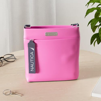 Nautica Diver Nylon Small Women's Crossbody Bag Purse with Adjustable Shoulder Strap - color: Hot Pink