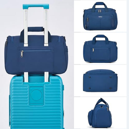 HanTrip 16 Inch Under Seat Carry On Duffle Bag for Airplanes, Blue - color: Blue, size: Carry-on 16.5-Inch