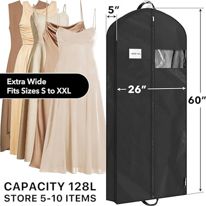 Simple Houseware 60" Travel Garment Bag, 5" Gusset Lightweight, 3 Pack - size: 60-Inch, 3-Pack, Black