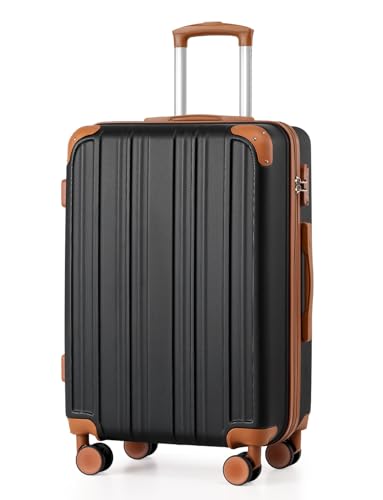 Coolife Luggage, Lightweight and Durable Hardshell, 24 in, apricot black - color: apricot black, size: M(24in)