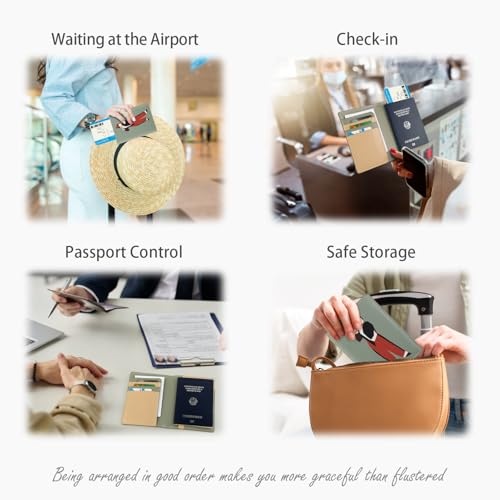 Lychii RFID-blocking Passport Holder Cover, Slim PU Leather Passport Wallet - color: Green/khaki