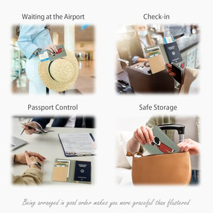 Lychii RFID-blocking Passport Holder Cover, Slim PU Leather Passport Wallet - color: Green/khaki
