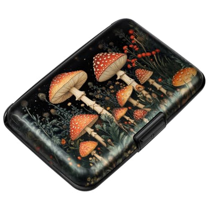 Coco Rossi Credit Card Holder RFID Aluminum Small Mini Wallet Women - color: Mushroom