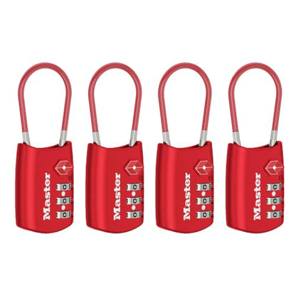 Master Lock TSA Approved Combination Luggage Lock, 4-Pack, 4688REDEC4 - color: Red, size: 4 Pack