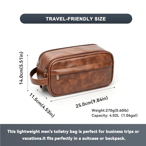 Travel Toiletry Bag for Men,Small Shaving Dopp Kit,Toiletries Organizer Bag - color: Red Brown