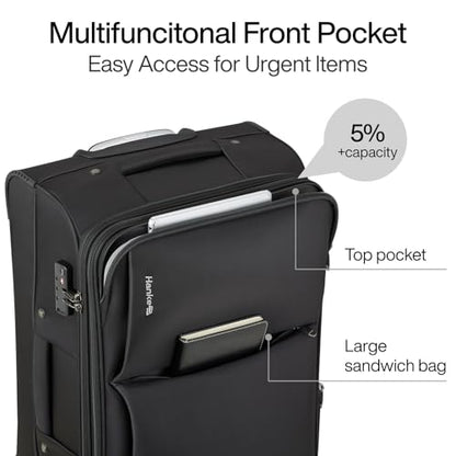 Hanke Medium Checked Luggage, 24 Inch Suitcase with Garment Compartment - color: Black, size: 24 Inch Checked in