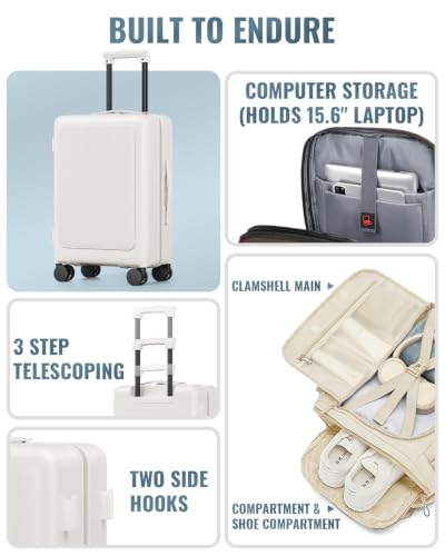 Joyway 3 Piece Luggage Set with Spinner Wheels, 20/24/28 Inch, White - color: White, size: 3-Piece Set (20/24/28)