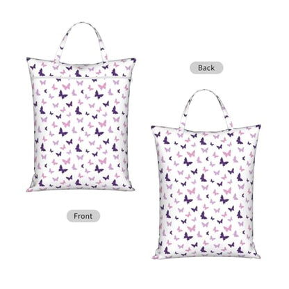 Purple Butterfly Travel Laundry Bag Washable Dirty Clothes Bag for Gym - color: Purple Butterfly