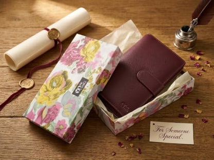 Big Fat RFID Blocking Leather Organizer Checkbook Wallets For Women - Clutch - color: Wine Red