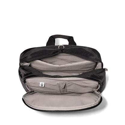 Securtex Anti-Theft Getaway Backpack - 9.4"x13"x5" Travel Safe Bag w/Locking Zippers, Slash-Resistant, RFID - color: Black