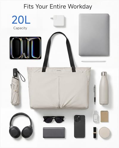 LUGGEX Laptop Tote Bag, 13-15.6 In Work Tote with Laptop Compartment, LTX04 - color: Beige