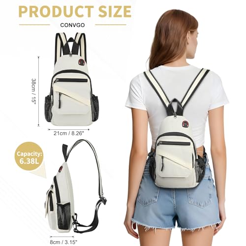 Sling Bag for Men Women,Convertible Crossbody Backpack Chest Bag - color: Beige, size: Large