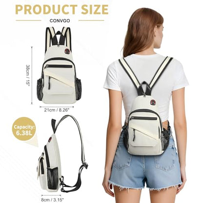 Sling Bag for Men Women,Convertible Crossbody Backpack Chest Bag - color: Beige, size: Large