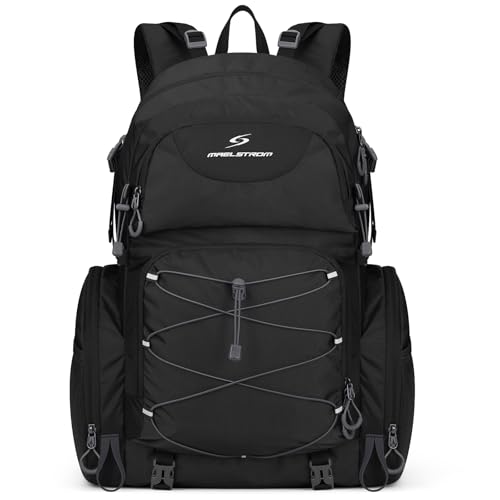 Maelstrom 40L Waterproof Hiking Backpack, Lightweight Travel Daypack - color: Black