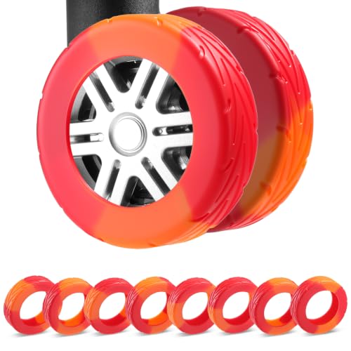 8Pcs Upgrade Luggage Wheel Covers,Travel Accessories (Bright Red/Orange) - color: Bright Red / Orange