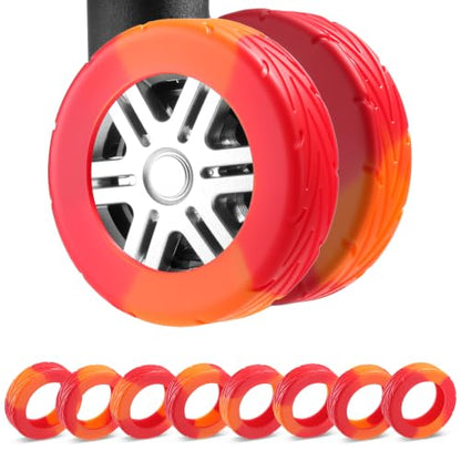 8Pcs Upgrade Luggage Wheel Covers,Travel Accessories (Bright Red/Orange) - color: Bright Red / Orange