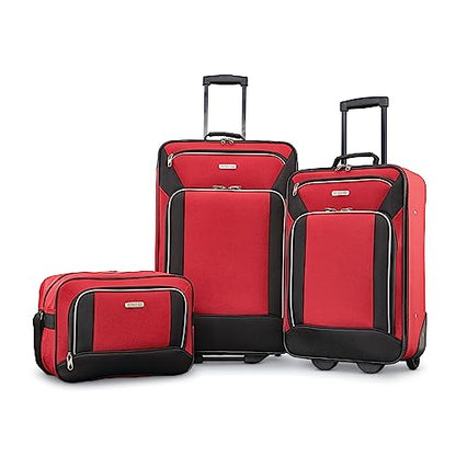 American Tourister Fieldbrook XLT Softside Upright Luggage, Red/Black, 3-Piece Set (BB/21/25) - color: Red/Black, size: 3-Piece Set (BB/21/25)