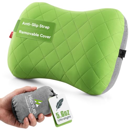 Hikenture Camping Pillow with Removable Cover, Ultralight Inflatable Pillow - color: Green