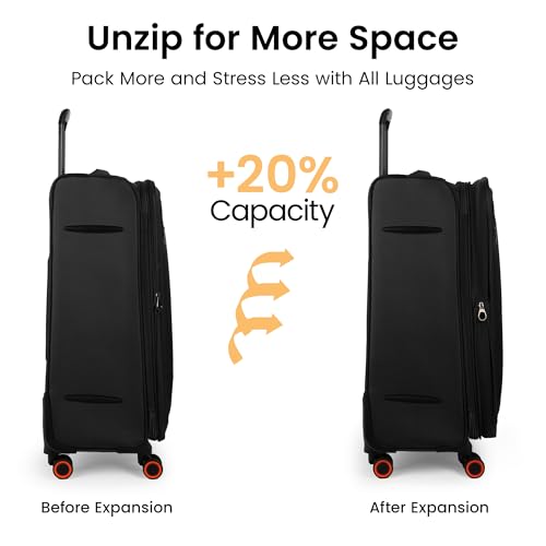 Suitcases w/Wheels 32 inch Luggage,Large Softside Suitcase - color: Black, size: Checked-Extra Large 32-Inch