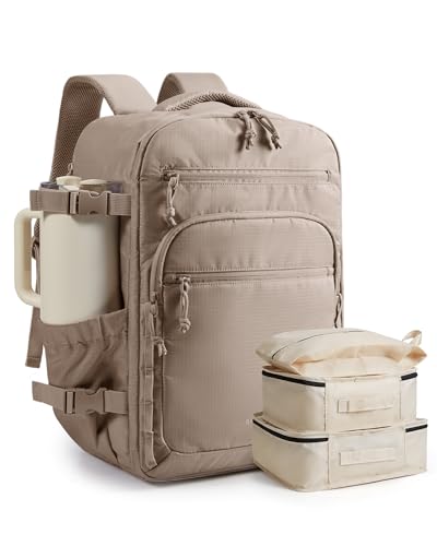 BAGSMART 17.3 inch Laptop Travel Backpack for Women & Men - Brown - color: Brown