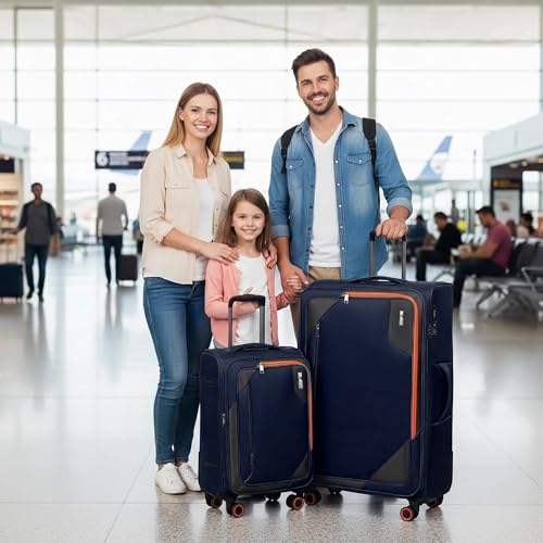 2-Piece (22/32in)Softside Expandable Luggage Set w/TSA LOCK - color: Navy, size: 2-Piece Set (22"/32'')
