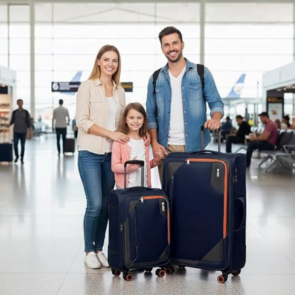 2-Piece (22/32in)Softside Expandable Luggage Set w/TSA LOCK - color: Navy, size: 2-Piece Set (22"/32'')