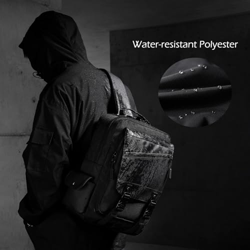 Leaper Crossbody Messenger Bag for Men: 13L Multi-pocket Satchel Sling Bags - color: Black