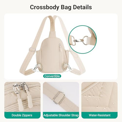 MOSISO Small Sling Bag for Women, Puffer Crossbody Bag Daypack