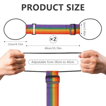 2-Pack Adjustable Luggage Connector Straps, Elastic Strap for Suitcase - color: Rainbow