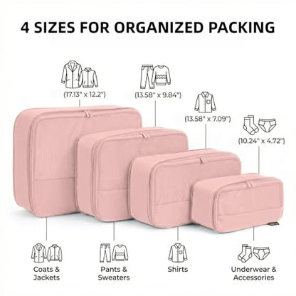 4 Piece Compression Packing Cubes for 3–7 Day Travel, Dusty Pink - color: Dusty Pink