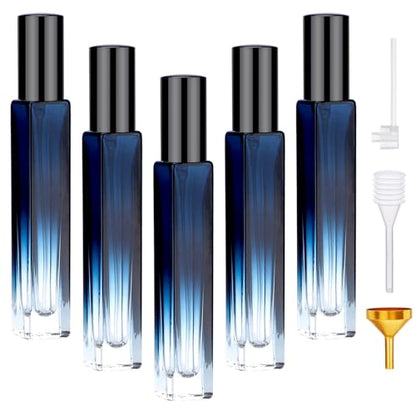 Segbeauty Travel Perfume Bottle, 5 Pack of 10ML Empty Refillable Glass Atomizer, Portable Cologne Dispenser Spray Bottle Travel Size Sample Bottles Sprayer Making Kit Gradient Blue - color: Gradient Blue