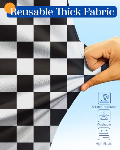 Slohif Classic Black Checkered Luggage Cover with Storage Pocket 24-27 inch - color: Black White Checkered, size: M-(24-27)Inch