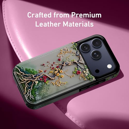 FUNMIKO for iPhone 17 Pro Max Wallet Case, Card Holder, RFID-Blocking - color: Blooming Tree of Life, size: iPhone 17 Pro Max