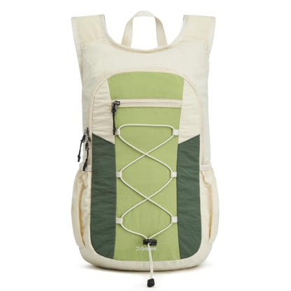 G4Free 20L Lightweight Packable Hiking Backpack for Women Men - color: Beige+lime Green+forest Green