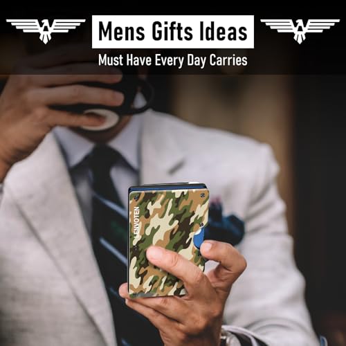 Lenvoten Upgraded Hinged Minimalist Wallet for Men, RFID Blocking Wallet - color: T4-Military Camo