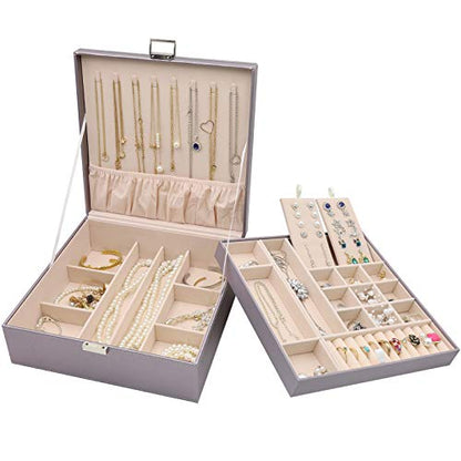ProCase 2 Layers Jewelry Box for Women -Pearlizedsilver - color: Pearlizesilver