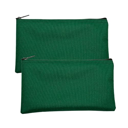 Cloth Zipper Pouch 2-Pack, Forest, 11 x 6 inches - color: Forest Green