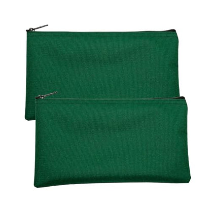 Cloth Zipper Pouch 2-Pack, Forest, 11 x 6 inches - color: Forest Green