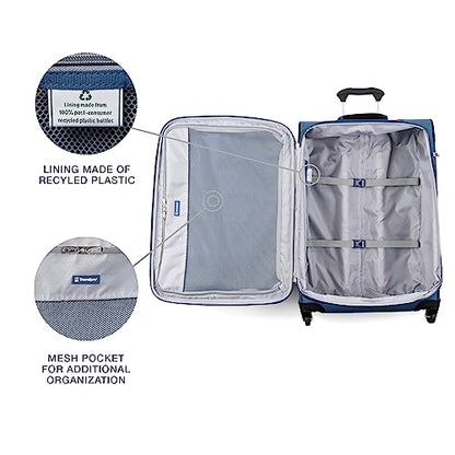 Travelpro Maxlite 5 Softside Checked Luggage Spinner, Blue, 25-Inch | Medium Checked Suitcase, Expandable With 4 Wheels, Lightweight & Versatile Travel Design, Men & Women - color: Ensign Blue, size: Checked-Medium 25-Inch