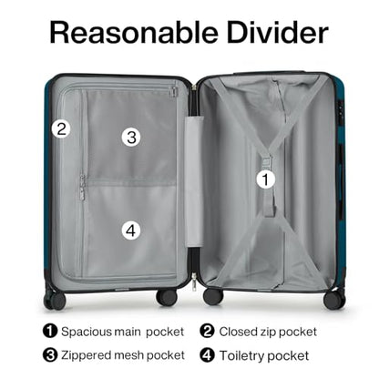 Hanke Luggage Sets 3 piece Carry On Luggage with Wheels PC Hard Shell Suitcases Lightweight Checked Travel Luggage Extra Large Travel Suitcase Woman Men 20/24/29 Inch(Caribbean Blue) - color: Caribbean Blue, size: 3 Pc Set(20/24/29)