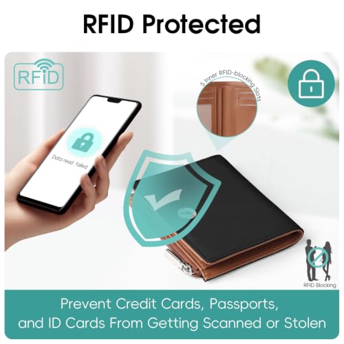 HomemeDiary Small Wallets for Women, Slim RFID Blocking Nylon Bifold Wallet - color: Black